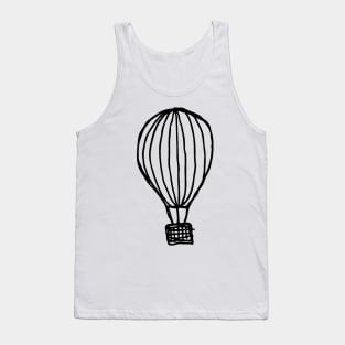 Hot Air Balloon Doodle Black Tank Top